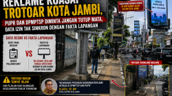 Reklame Kuasai Trotoar Kota Jambi, Dinas Terkait Jangan Tutup Mata, Data Izin Tak Sinkron dengan Fakta Lapangan