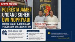 Polresta Jambi Undang Suheri Dwi Nopriyadi untuk Klarifikasi Dugaan Pencemaran Nama Baik/Fitnah