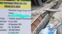 Proyek Tanggul Rp361,6 Juta DPUTR Kota Jambi Disorot, Diduga Tidak Sesuai Spesifikasi