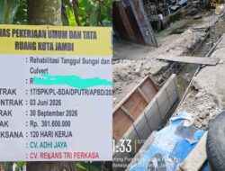 Proyek Tanggul Rp361,6 Juta DPUTR Kota Jambi Disorot, Diduga Tidak Sesuai Spesifikasi